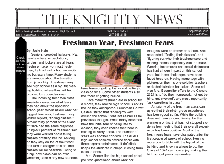 September Edition of The Knightly News Arthur Lovington Atwood
