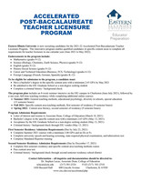 EIU Accelerated Teacher Licensure Program